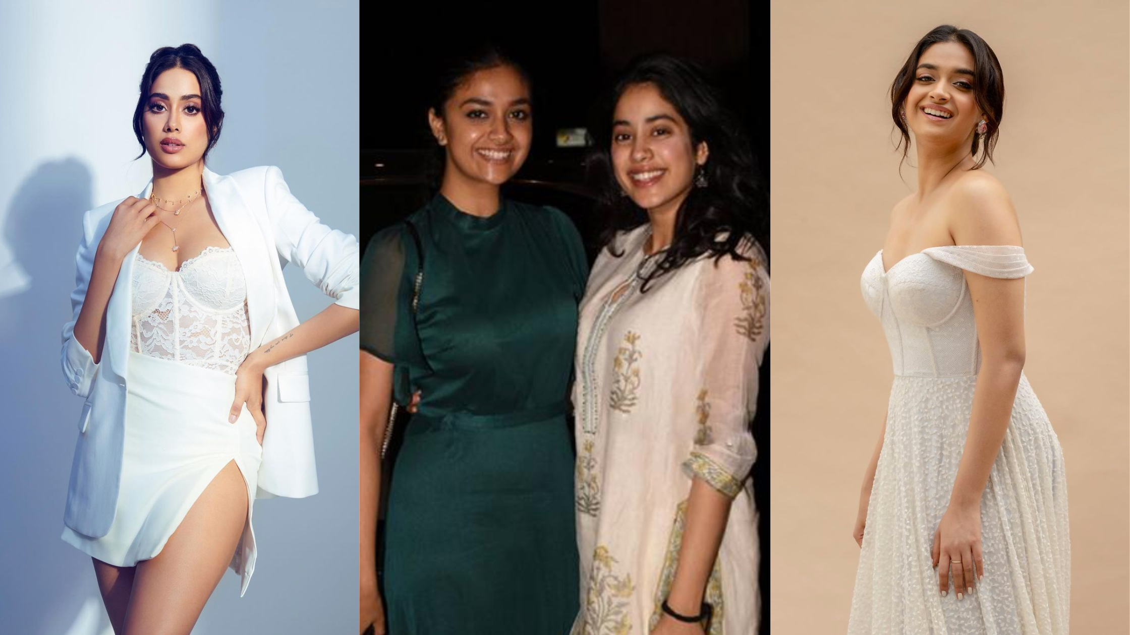 PIC TALK: Keerthy Suresh and Janhvi Kapoor Twin In White In Hyderabad! See Photo!